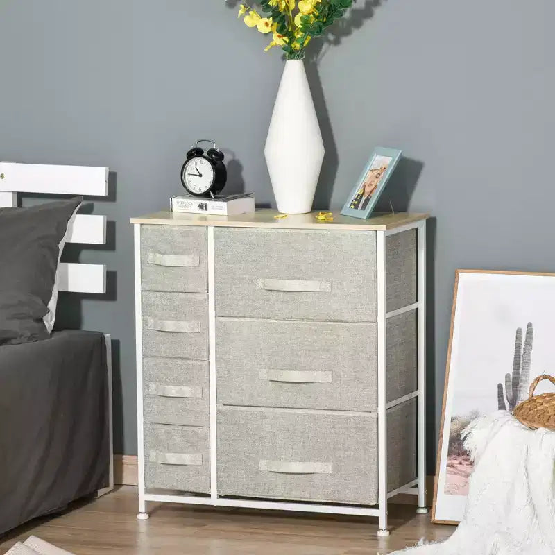 Cassettiera a 7 cassetti, unità organizer a torre, contenitori in tessuto facili da estrarre con struttura in metallo per camera da letto, armadi