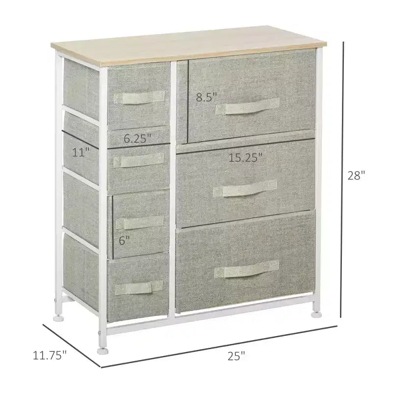Cassettiera a 7 cassetti, unità organizer a torre, contenitori in tessuto facili da estrarre con struttura in metallo per camera da letto, armadi