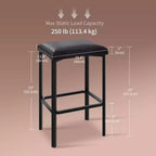 24 Sgabelli da Bar Set da 2 con Poggiapiedi, Sgabelli da Bar Senza Schienale Altezza Bancone con Telaio in Metallo, Sedili Rivestiti in Pelle PU, Sgabelli da Cucina Moderni