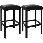 24 Sgabelli da Bar Set da 2 con Poggiapiedi, Sgabelli da Bar Senza Schienale Altezza Bancone con Telaio in Metallo, Sedili Rivestiti in Pelle PU, Sgabelli da Cucina Moderni