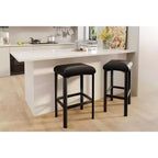 24 Sgabelli da Bar Set da 2 con Poggiapiedi, Sgabelli da Bar Senza Schienale Altezza Bancone con Telaio in Metallo, Sedili Rivestiti in Pelle PU, Sgabelli da Cucina Moderni