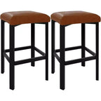 24 Sgabelli da Bar Set da 2 con Poggiapiedi, Sgabelli da Bar Senza Schienale Altezza Bancone con Telaio in Metallo, Sedili Rivestiti in Pelle PU, Sgabelli da Cucina Moderni