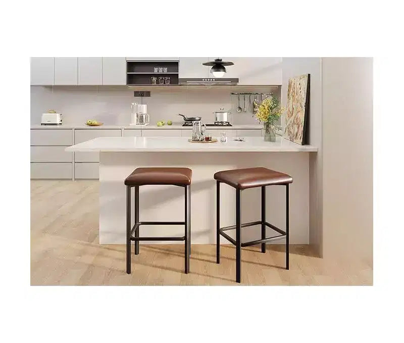 24 Sgabelli da Bar Set da 2 con Poggiapiedi, Sgabelli da Bar Senza Schienale Altezza Bancone con Telaio in Metallo, Sedili Rivestiti in Pelle PU, Sgabelli da Cucina Moderni