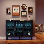 Mobile Bar da Vino Autoportante, Credenza e Buffet da Cucina con Portabicchieri, con Ante in Vetro per Soggiorno, Sala da Pranico