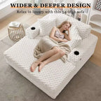 Divano Letto Moderno Imbottito con Cuscini Decorativi e Braccioli, Ampia e Comoda Poltrona da Lettura per Soggiorno e Camera da Letto