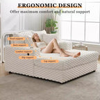 Divano Letto Moderno Imbottito con Cuscini Decorativi e Braccioli, Ampia e Comoda Poltrona da Lettura per Soggiorno e Camera da Letto