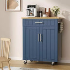Isola Cucina in Legno Celebalcony, Carrello Isola Cucina con un Armadietto Doppio, Cassetto e Portasalviette. Carrello Contenitore con Ruote per Cucina, Soggiorno