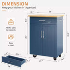 Isola Cucina in Legno Celebalcony, Carrello Isola Cucina con un Armadietto Doppio, Cassetto e Portasalviette. Carrello Contenitore con Ruote per Cucina, Soggiorno