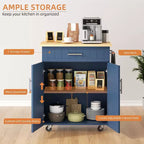Isola Cucina in Legno Celebalcony, Carrello Isola Cucina con un Armadietto Doppio, Cassetto e Portasalviette. Carrello Contenitore con Ruote per Cucina, Soggiorno