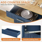 Isola Cucina in Legno Celebalcony, Carrello Isola Cucina con un Armadietto Doppio, Cassetto e Portasalviette. Carrello Contenitore con Ruote per Cucina, Soggiorno