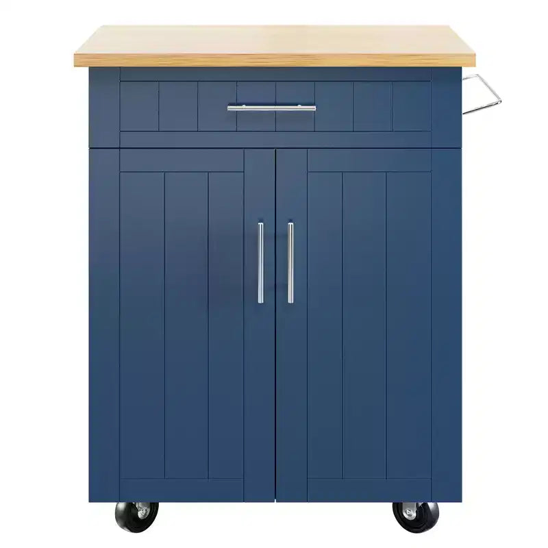 Isola Cucina in Legno Celebalcony, Carrello Isola Cucina con un Armadietto Doppio, Cassetto e Portasalviette. Carrello Contenitore con Ruote per Cucina, Soggiorno
