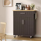 Isola Cucina in Legno Celebalcony, Carrello Isola Cucina con un Armadietto Doppio, Cassetto e Portasalviette. Carrello Contenitore con Ruote per Cucina, Soggiorno