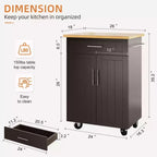 Isola Cucina in Legno Celebalcony, Carrello Isola Cucina con un Armadietto Doppio, Cassetto e Portasalviette. Carrello Contenitore con Ruote per Cucina, Soggiorno