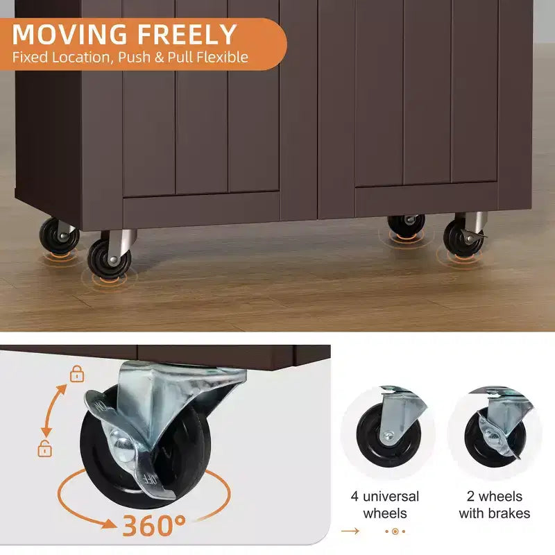 Isola Cucina in Legno Celebalcony, Carrello Isola Cucina con un Armadietto Doppio, Cassetto e Portasalviette. Carrello Contenitore con Ruote per Cucina, Soggiorno