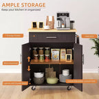 Isola Cucina in Legno Celebalcony, Carrello Isola Cucina con un Armadietto Doppio, Cassetto e Portasalviette. Carrello Contenitore con Ruote per Cucina, Soggiorno