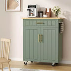 Isola Cucina in Legno Celebalcony, Carrello Isola Cucina con un Armadietto Doppio, Cassetto e Portasalviette. Carrello Contenitore con Ruote per Cucina, Soggiorno