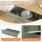 Isola Cucina in Legno Celebalcony, Carrello Isola Cucina con un Armadietto Doppio, Cassetto e Portasalviette. Carrello Contenitore con Ruote per Cucina, Soggiorno