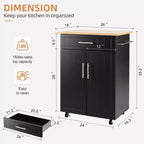 Isola Cucina in Legno Celebalcony, Carrello Isola Cucina con un Armadietto Doppio, Cassetto e Portasalviette. Carrello Contenitore con Ruote per Cucina, Soggiorno