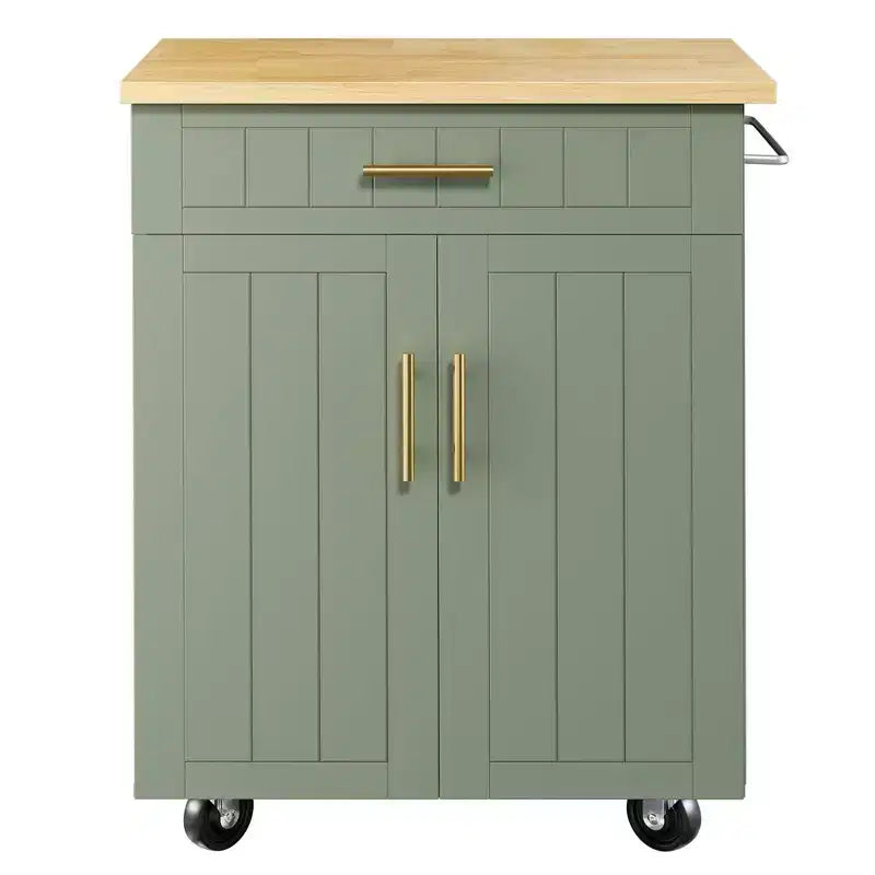 Isola Cucina in Legno Celebalcony, Carrello Isola Cucina con un Armadietto Doppio, Cassetto e Portasalviette. Carrello Contenitore con Ruote per Cucina, Soggiorno