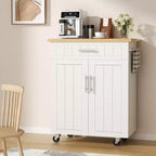 Isola Cucina in Legno Celebalcony, Carrello Isola Cucina con un Armadietto Doppio, Cassetto e Portasalviette. Carrello Contenitore con Ruote per Cucina, Soggiorno