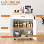 Isola Cucina in Legno Celebalcony, Carrello Isola Cucina con un Armadietto Doppio, Cassetto e Portasalviette. Carrello Contenitore con Ruote per Cucina, Soggiorno