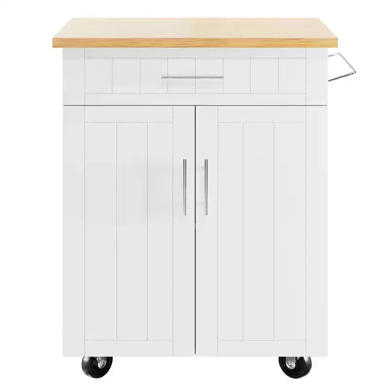 Isola Cucina in Legno Celebalcony, Carrello Isola Cucina con un Armadietto Doppio, Cassetto e Portasalviette. Carrello Contenitore con Ruote per Cucina, Soggiorno