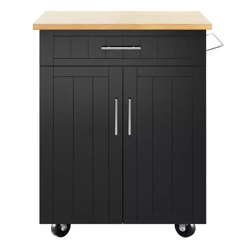 Isola Cucina in Legno Celebalcony, Carrello Isola Cucina con un Armadietto Doppio, Cassetto e Portasalviette. Carrello Contenitore con Ruote per Cucina, Soggiorno