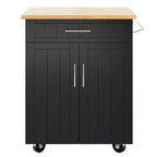 Isola Cucina in Legno Celebalcony, Carrello Isola Cucina con un Armadietto Doppio, Cassetto e Portasalviette. Carrello Contenitore con Ruote per Cucina, Soggiorno