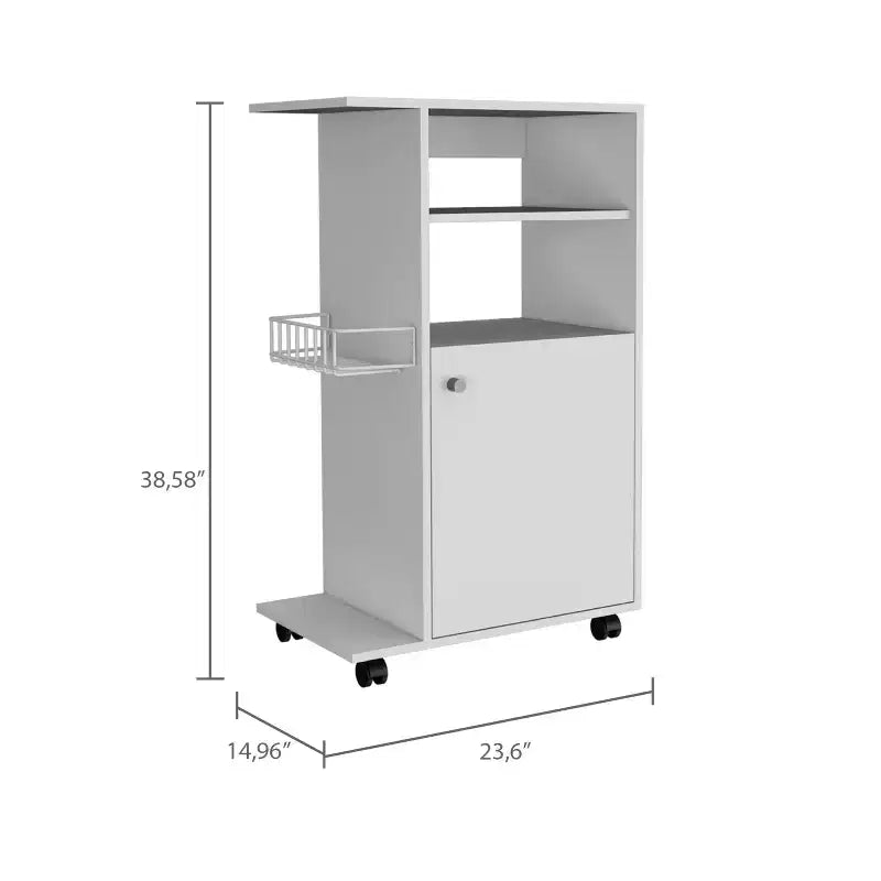 TUYOHW Isola Cucina con Ruote da 15 Pollici, Carrello da Cucina con 1 Armadietto e 2 Ripiani Aperti