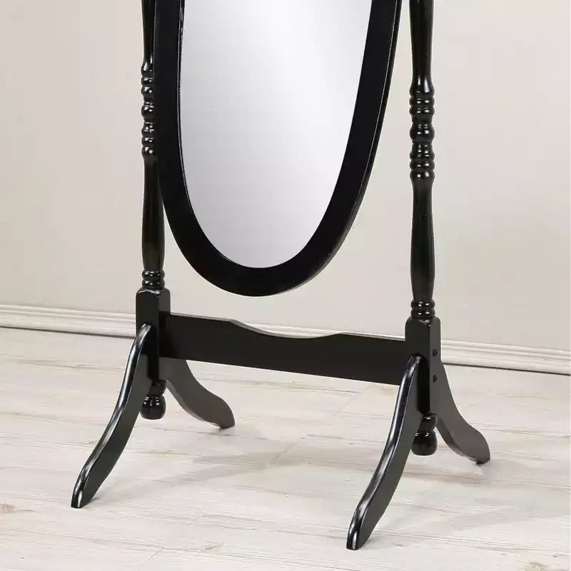 TUYOHW Anna Specchio decorativo a figura intera per camera da letto, spogliatoio, tradizionale specchio a piantana intero con cornice in legno, nero