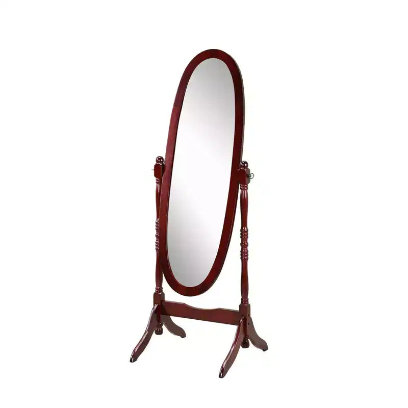 TUYOHW Anna Specchio decorativo a figura intera per camera da letto, spogliatoio, tradizionale specchio a piantana con cornice in legno, ciliegio