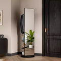 TUYOHW Modern Rotating Full Length Mirror with Functional Hook Coat Rack,Freestanding Floor Mirror for Bedroom,Dressing Room,Black