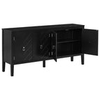 TUYOHW 63 Armadio a 4 ante con motivo geometrico, maniglie in metallo, ripiani regolabili, consolle per soggiorno, sala da pranzo
