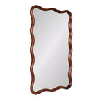 Kate and Laurel Talma Scalloped Rectangle Wall Mirror, Walnut Brown, 24x36