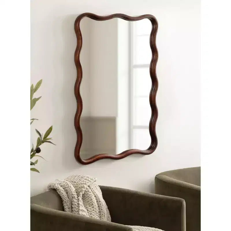 Specchio da parete rettangolare smerlato Kate e Laurel Talma, Noce Marrone, 24x36