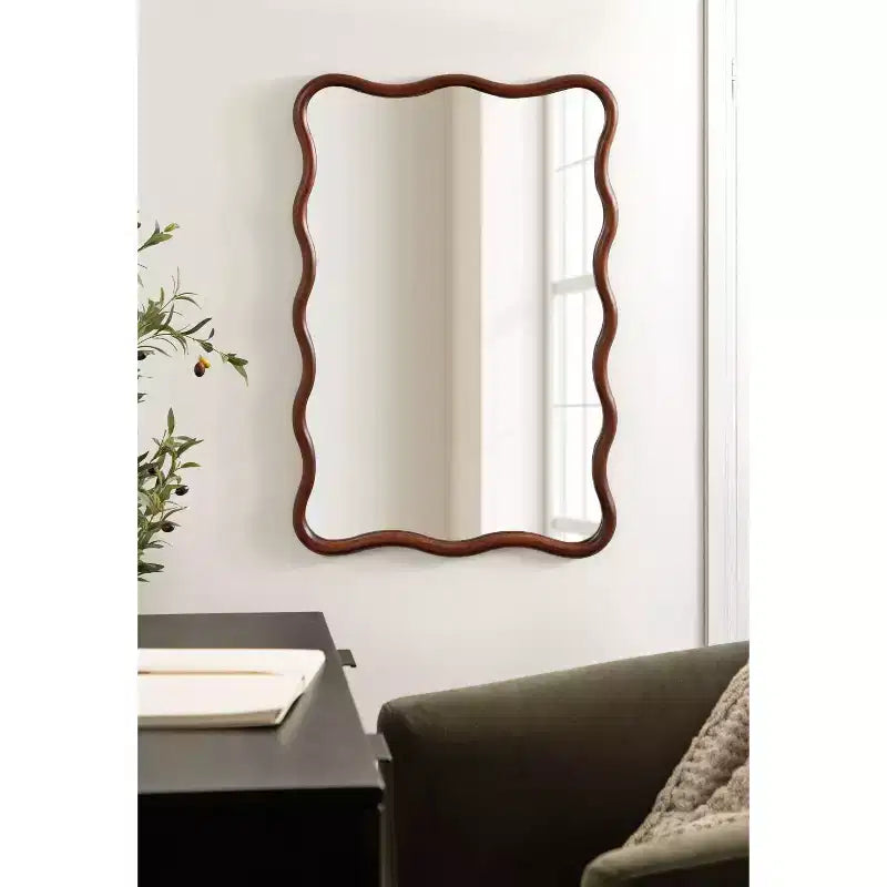 Specchio da parete rettangolare smerlato Kate e Laurel Talma, Noce Marrone, 24x36
