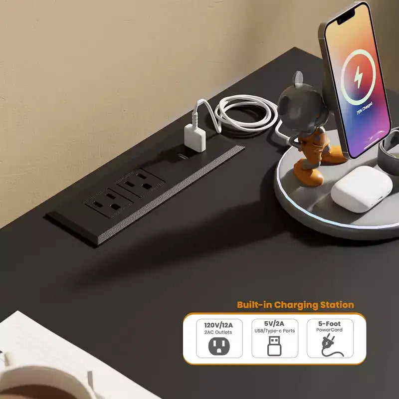 Cassettiera a 9 cassetti per camera da letto - Comò largo 160 cm con luce LED e stazione di ricarica, mobile TV grande multi-funzione per l'organizzazione della casa