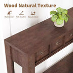 Tavolo consolle da 137 cm, tavolo d'ingresso in legno con 2 cassetti e ripiano aperto, tavolo da divano dietro il divano, tavolo da ingresso in stile rustico