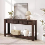 Tavolo consolle da 137 cm, tavolo d'ingresso in legno con 2 cassetti e ripiano aperto, tavolo da divano dietro il divano, tavolo da ingresso in stile rustico