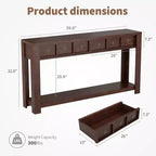 Tavolo consolle da 137 cm, tavolo d'ingresso in legno con 2 cassetti e ripiano aperto, tavolo da divano dietro il divano, tavolo da ingresso in stile rustico