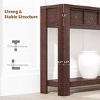 Tavolo consolle da 137 cm, tavolo d'ingresso in legno con 2 cassetti e ripiano aperto, tavolo da divano dietro il divano, tavolo da ingresso in stile rustico