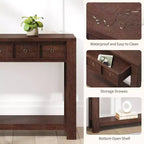 Tavolo consolle da 137 cm, tavolo d'ingresso in legno con 2 cassetti e ripiano aperto, tavolo da divano dietro il divano, tavolo da ingresso in stile rustico