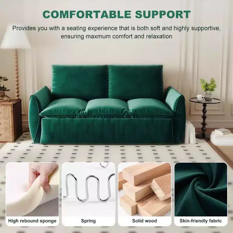 MAYEERTY 70.9 Divano Letto Estraibile, 3 Posti Convertibile con Set Cuscino e Coperta 2-in-1 Verde