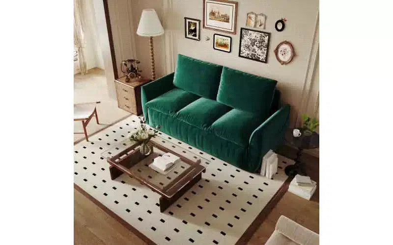 MAYEERTY 70.9 Divano Letto Estraibile, 3 Posti Convertibile con Set Cuscino e Coperta 2-in-1 Verde