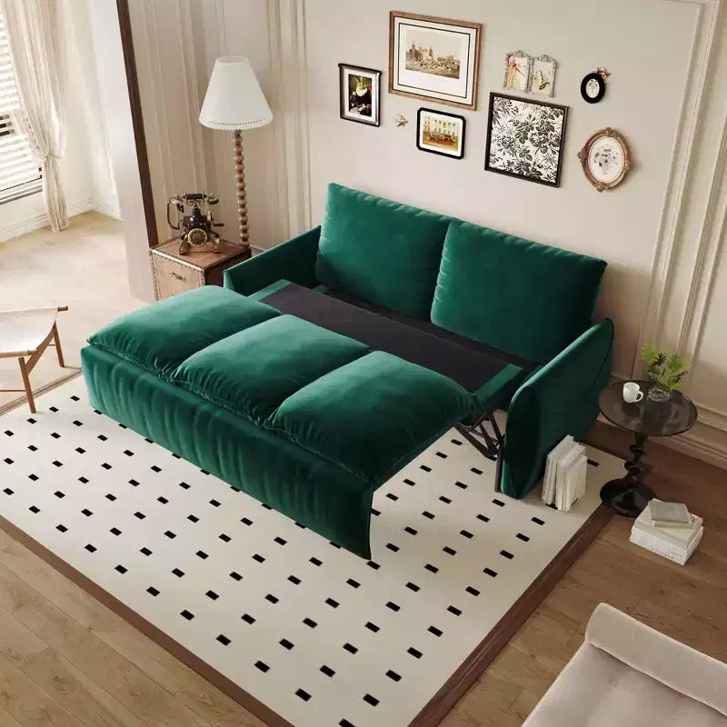 MAYEERTY 70.9 Divano Letto Estraibile, 3 Posti Convertibile con Set Cuscino e Coperta 2-in-1 Verde