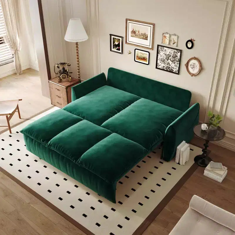 MAYEERTY 70.9 Divano Letto Estraibile, 3 Posti Convertibile con Set Cuscino e Coperta 2-in-1 Verde
