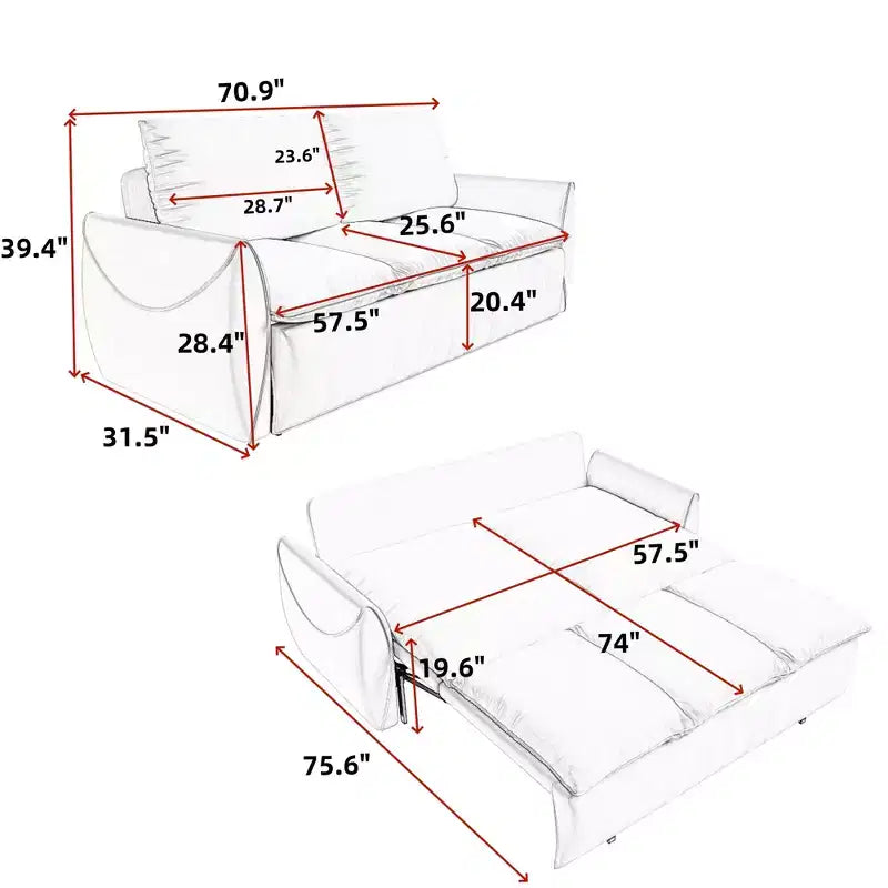 MAYEERTY 70.9 Divano Letto Estraibile, 3 Posti Convertibile con Set Cuscino e Coperta 2-in-1 Verde