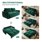 MAYEERTY 70.9 Divano Letto Estraibile, 3 Posti Convertibile con Set Cuscino e Coperta 2-in-1 Verde