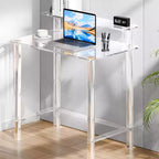 VEVOR Tavolo in Acrilico, Scrivania Trasparente a 2 Livelli con Supporto per Monitor, Scrivania per Computer da Studio in Acrilico, Tavolino Moderno Comodino, 19.7x31.5x34.7 in, Trasparente