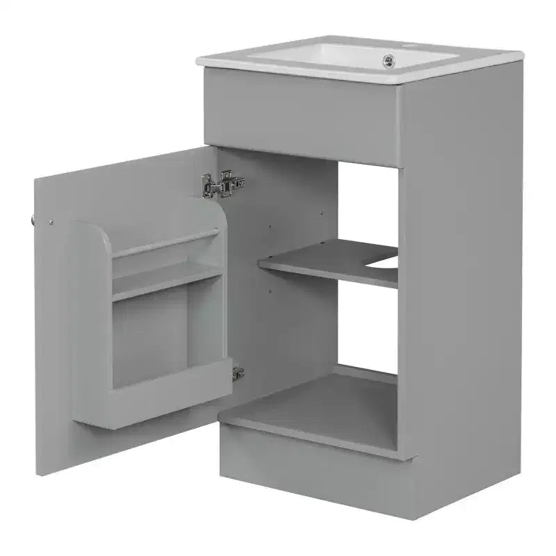 Mobile lavabo da bagno piccolo da 18 pollici, mobiletto da bagno con anta e ripiano regolabile, mobiletto lavabo singolo